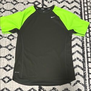 Nike Black and Green Running Dri Fit Shirt